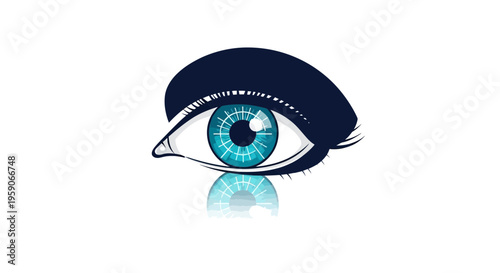 Vibrant Illustrated Eye with a Reflective Surface, Capturing Human Expression