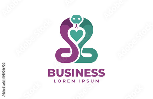 Love snake logo design for business brand.