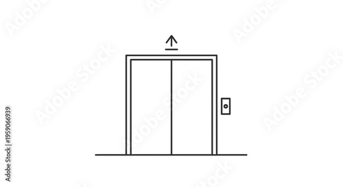 Minimalist Elevator Doors Open Upward Arrow Icon, Modern Building Entrance