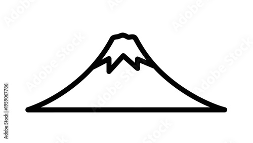 Simple outline illustration of Mount Fuji, Japan's iconic volcanic mountain, conveying a sense of natural beauty and cultural significance