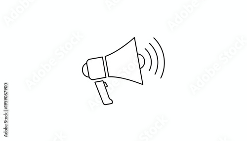 Megaphone Icon with Sound Waves, Announcement and Communication Symbol