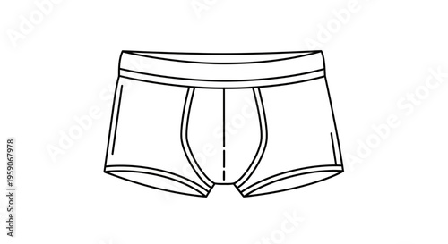 Mens Boxer Briefs Underwear Line Art Icon Vector Illustration