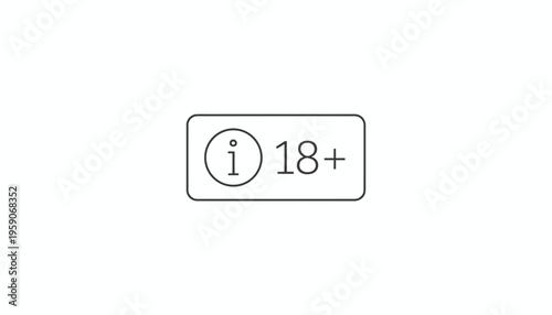Information icon and 18+ age restriction symbol on white background