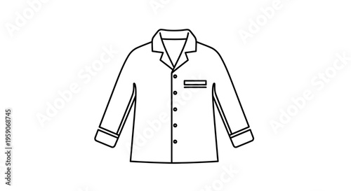 Line art icon of a classic pajama top with collar and buttons, simple graphic illustration