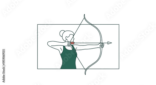 Woman Archery Silhouette Target Practice Bow Arrow Sport