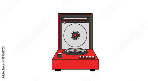 Vibrant Red Vinyl Player Illustration, Perfect for Music, Audio, and Retro Concepts