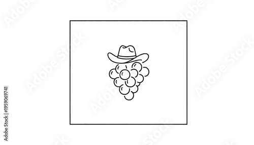 Whimsical Cowboy Hat on Grapes Illustration