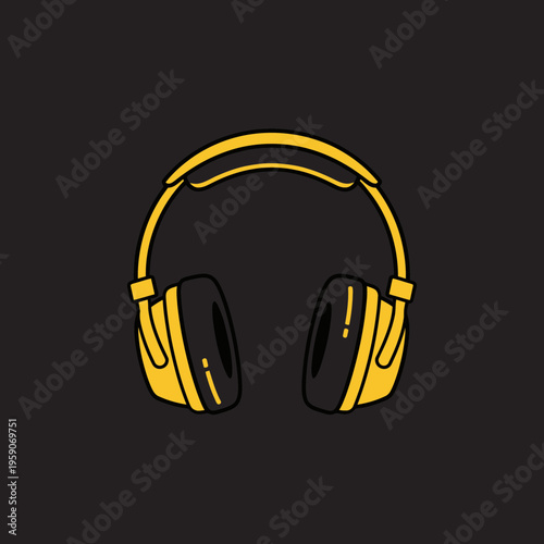 Vibrant Yellow Headphones on Dark Backdrop: Audio Device, Music, Sound, and Artistic Design