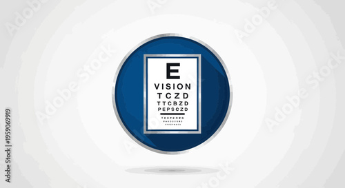 Vision Test Chart Displayed Within A Modern, Circular, Blue Design Element