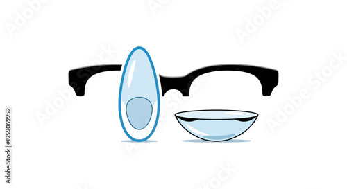 Vision Correction Options: Conceptual Illustration Featuring Eyeglasses and Contact Lenses