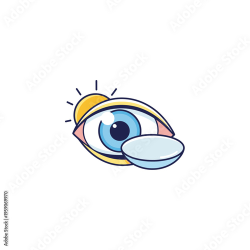 Vision Enhancement Icon Depicting Eye with Contact Lens, Symbolizing Clear Vision and Eye Care