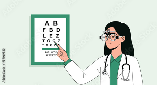Vision Evaluation By An Optometrist: Eye Chart And Examination For Perfect Sight