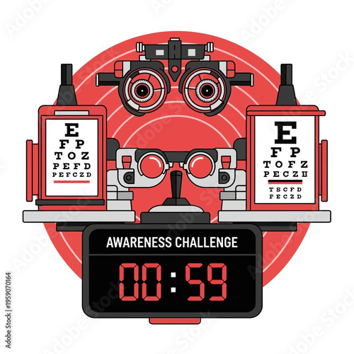 Visual Acuity Examination Illustration: Eye Test and Vision Awareness Challenge Design