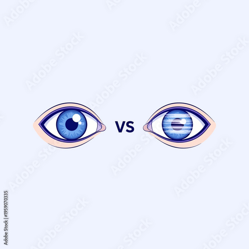 Visual Comparison: Contrasting Eye Styles Demonstrating A Duel or A Symbolic Opposition