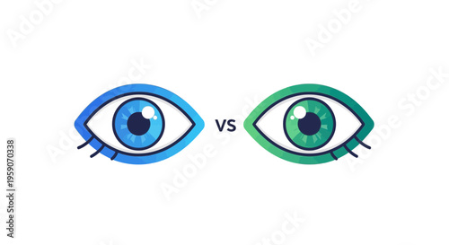 Visual Comparison of Eyes: Blue Versus Green, Symbolic Representation of Choices and Decisions