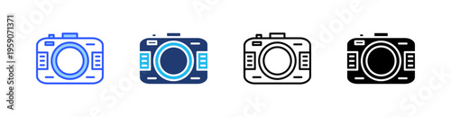 Camera Multi Style Icon Set Vector 