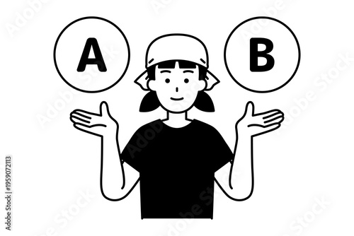 AとBの選択肢を提案する居酒屋の女性店員