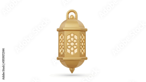 Stylized 3D rendering depicting key elements of the holy month of Ramadan, including a crescent moon, mosque, and lantern, symbolizing Islamic tradition and celebration