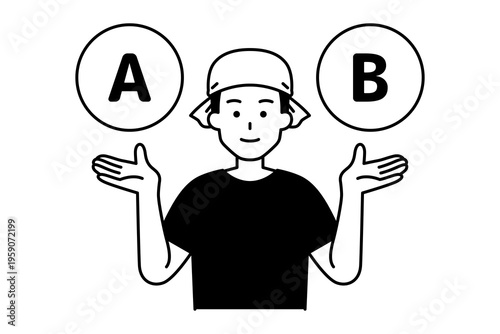 AとBの選択肢を提案する居酒屋の男性店員