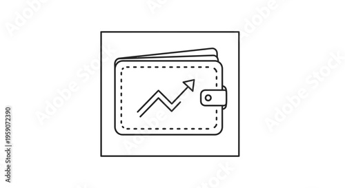 Wallet with growth chart icon, symbolizing financial increase and investment success