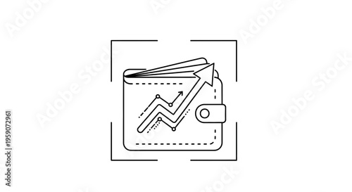 Wallet with growing financial graph icon, concept of investment growth and savings