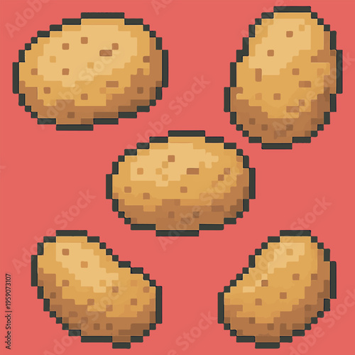 potato pixel art, eps 10 illustration