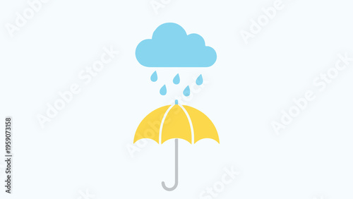 Yellow umbrella protects from rain under cloudy sky