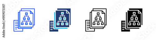 Hierarchical Structure Multi Style Icon Set Vector 