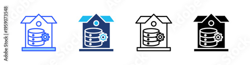 Data Warehouse Multi Style Icon Set Vector 