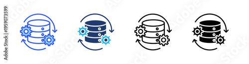 Data Processing Multi Style Icon Set Vector 