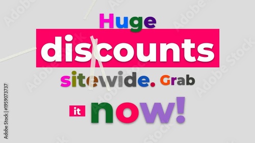 Mega Sale Motion Graphic with colorful text announcing huge sitewide discounts