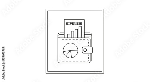 Wallet with Financial Report and Charts - Business Expense Tracking Icon