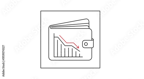 Wallet with Downward Trend Graph and Red Arrow, Financial Loss Concept