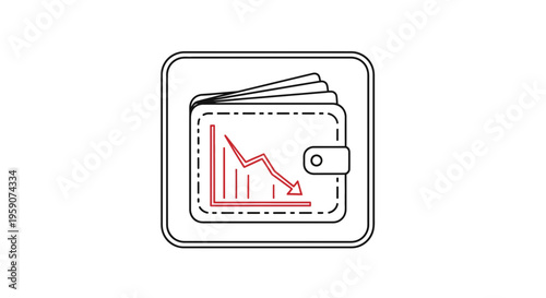 Wallet with Downward Trend Graph Icon - Financial Loss and Budget Crisis Concept