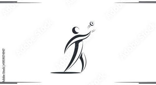 Stylized Silhouette of a Person Throwing a Ball in a Dynamic Pose