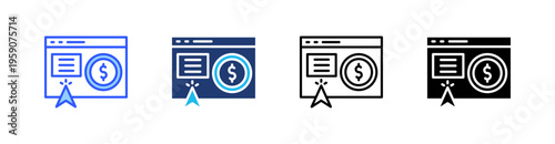 Pay Per Click Multi Style Icon Set Vector 