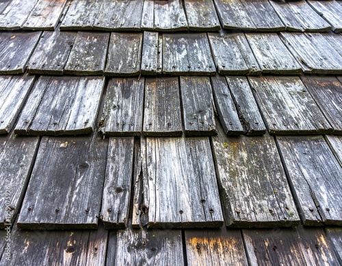 Aged wooden shingle roof