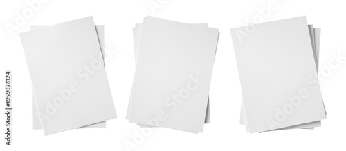 a stack of empty papers poster template, arranged in layers, for advertising purposes. blank white poster mockup. empty paper mockup. top view, clipping path