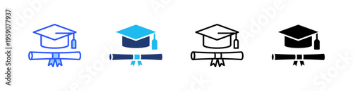 Graduation Multi Style Icon Set Vector 