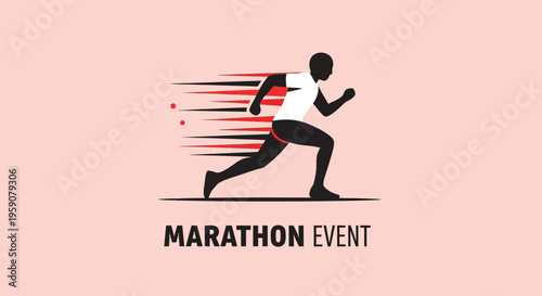 Dynamic Marathon Runner Silhouette Logo Inspiring Speed And Endurance