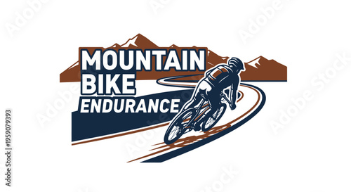 Dynamic Mountain Bike Endurance Logo With Rider And Mountains