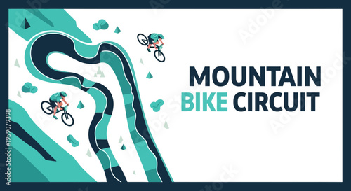 Dynamic Mountain Bike Circuit Illustration Adventure And Extreme Sports Design