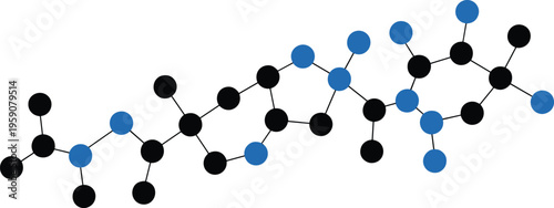 Molecular structure illustration, abstract chemical compound vector design with connected atoms, modern science and biotechnology concept isolated