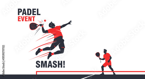 Dynamic Padel Action: Intense Sports Illustration Showcasing Power and Athleticism in Play