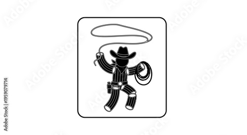 Silhouette Cowboy with Lasso, Ready to Rope