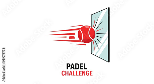 Dynamic Padel Ball Impacting Wall Graphic For Sports Promotion