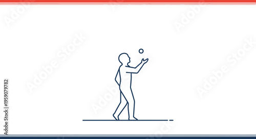 Silhouette of a person juggling a ball, minimalist line art, concept of skill and focus