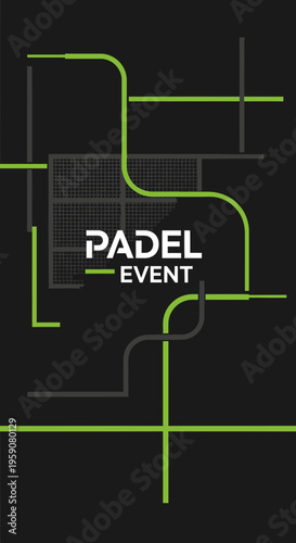 Dynamic Padel Event Design: Modern Lines and Geometric Layout for Sports Promotion Campaign