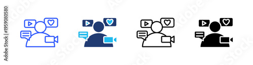 Social Media Multi Style Icon Set Vector 