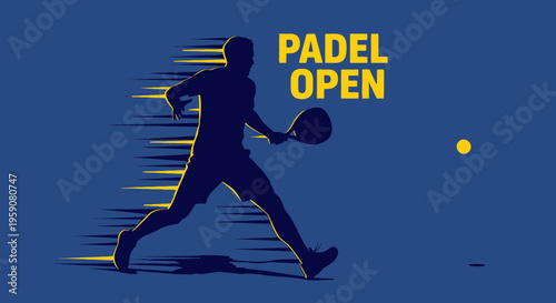 Dynamic Padel Open Illustration Depicting Action and Energy, Showcasing Competition and Speed
